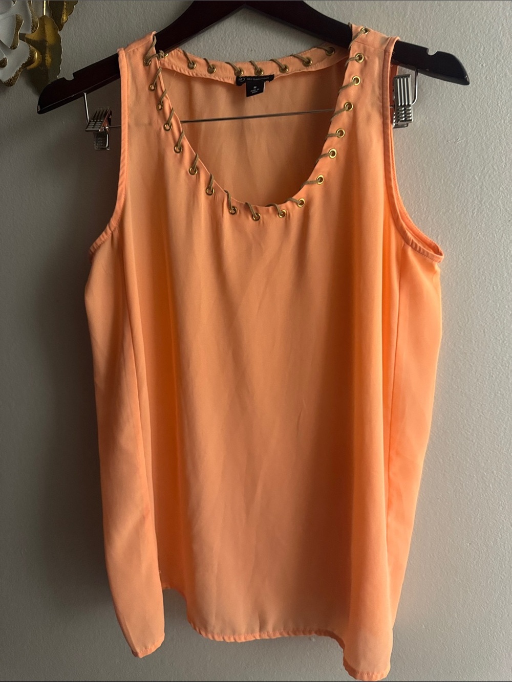 new directions Peach Sleeveless Grommet-Neck Camisole